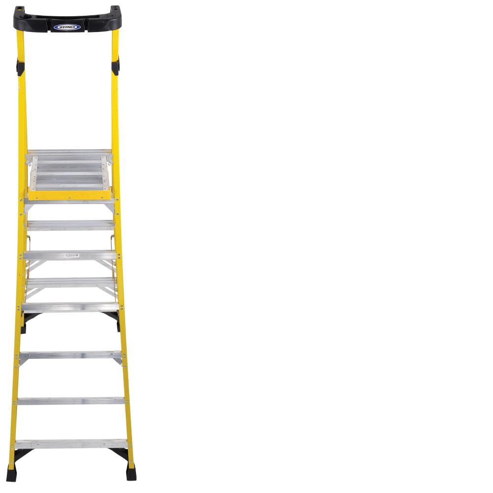 PD7300 9-ft Fiberglass Type 1AA-375-lb Load Capacity Podium Step Ladder PD7306