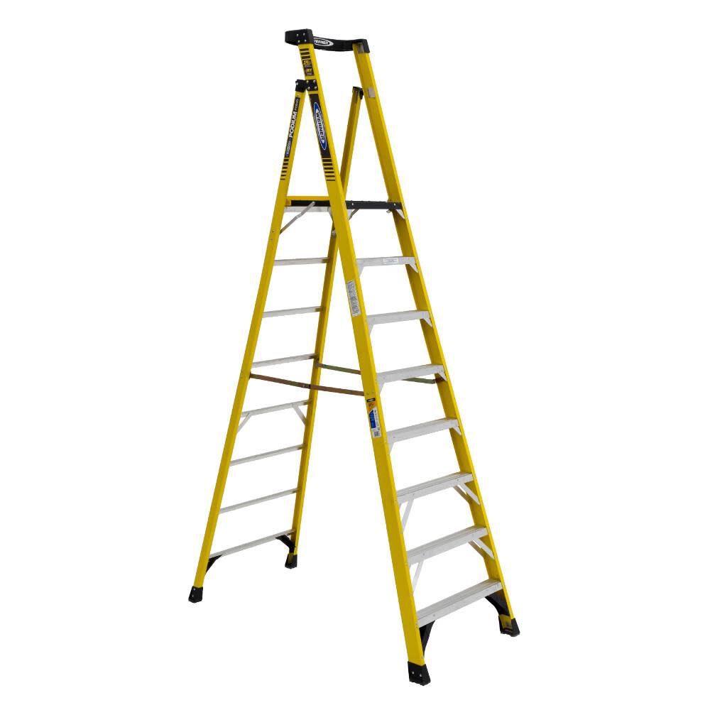 PD7300 10-ft Fiberglass Type 1aa- 375-lb Load Capacity Podium Step Ladder PD7308