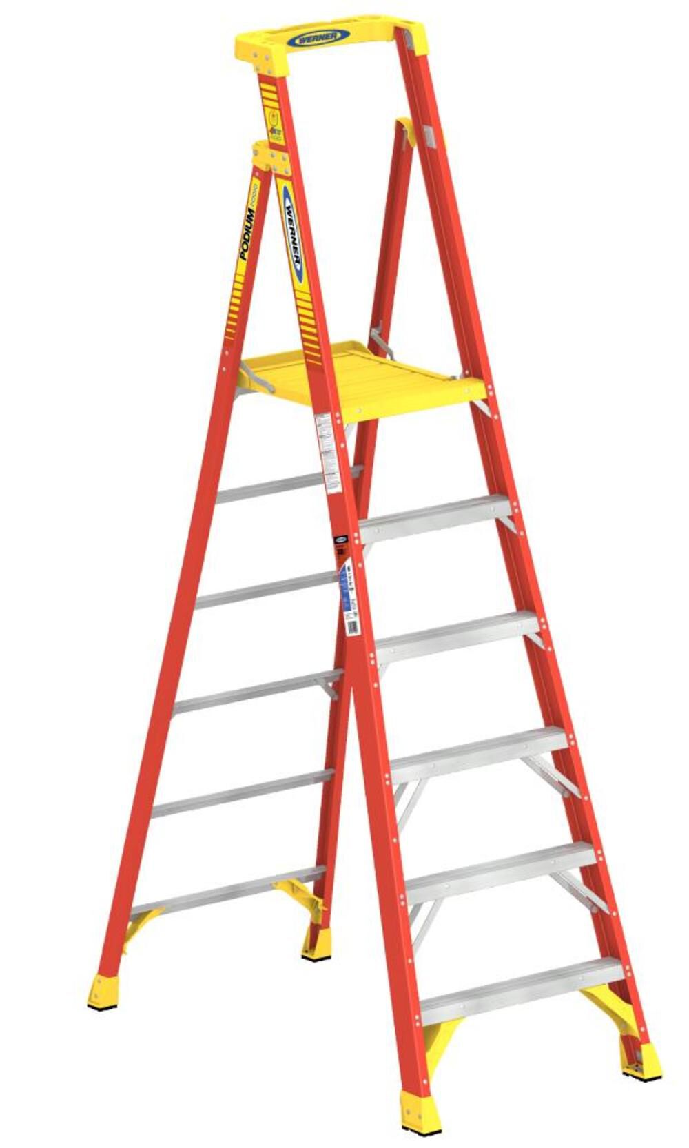 PD6200 6-ft Fiberglass Type 1A-300-lb Load Capacity Platform Step Ladder PD6206