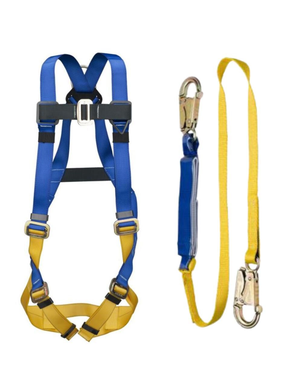 Werner BaseWear Standard Harness with Attached 6' DeCoil Lanyard Pass Through Legs Universal H411002XC311100