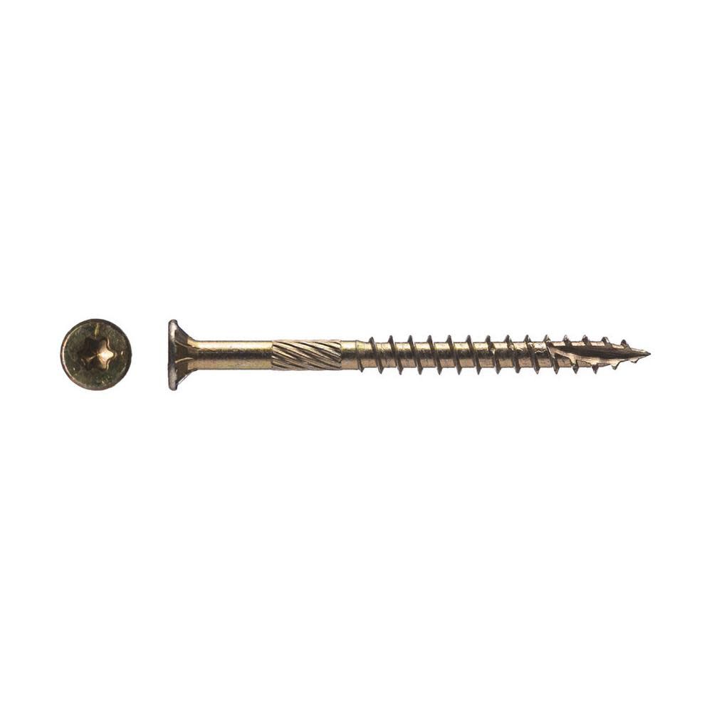 2 In. Zinc Coated Flat Head Gold Interior Structural Wood Screw YTX102