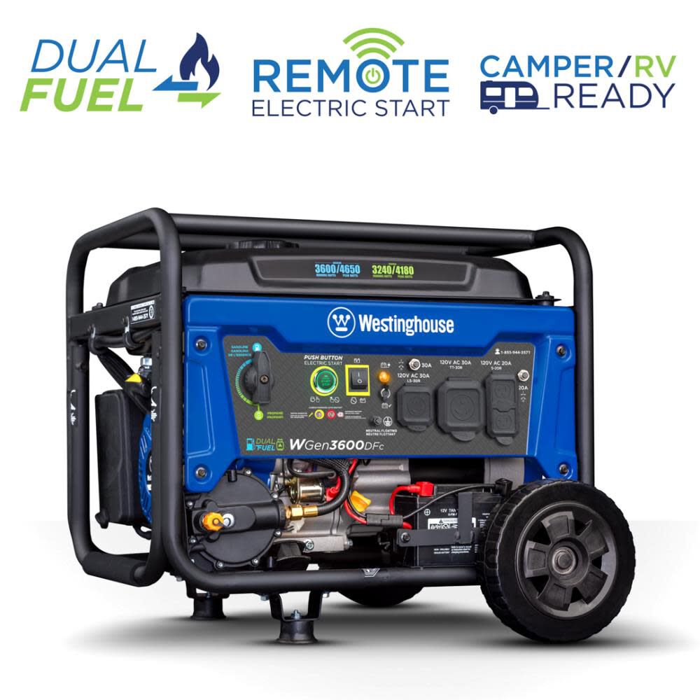 Dual Fuel Portable Generator with CO Sensor WGEN3600DFC