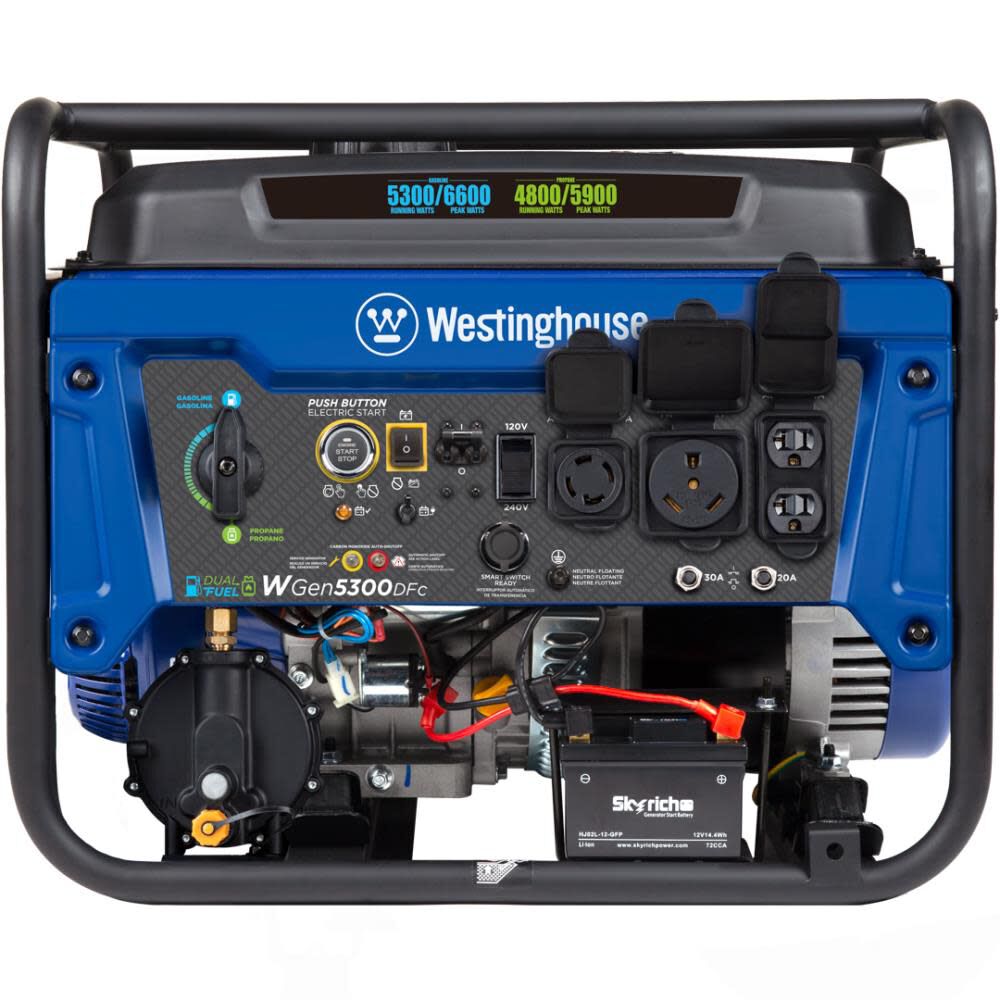 Dual Fuel Portable Generator with CO Sensor WGEN5300DFC