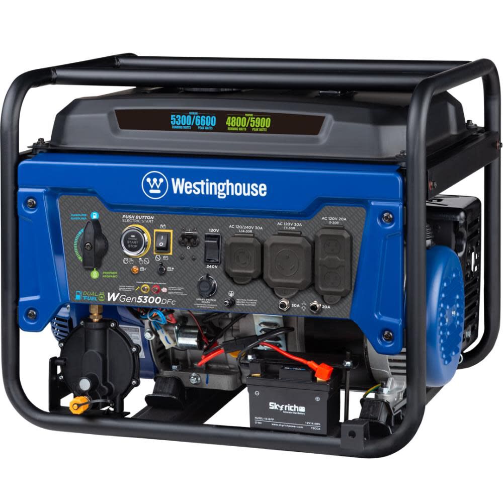 Dual Fuel Portable Generator with CO Sensor WGEN5300DFC