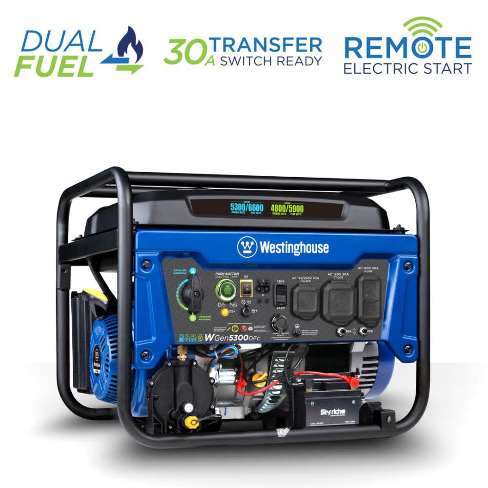 Dual Fuel Portable Generator with CO Sensor WGEN5300DFC