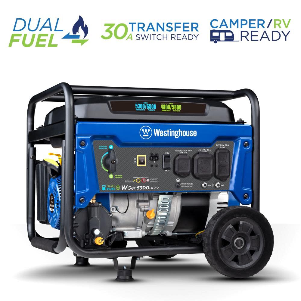 Dual Fuel Portable Generator with CO Sensor WGEN5300DFCV