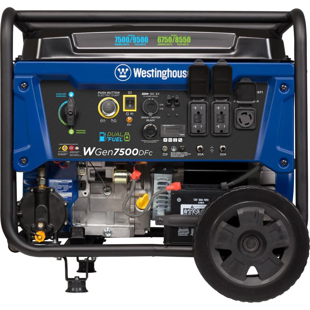 Dual Fuel Portable Generator with CO Sensor WGEN7500DFC