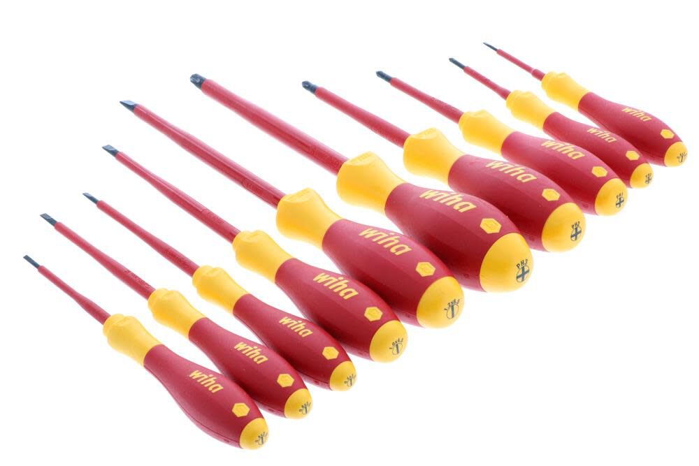 Insulated Cushion Grip Slotted Screwdriver Set 10 Piece 32093