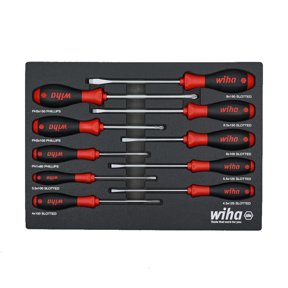 SoftFinish Cushion Grip Screwdriver Tray Set 10pc 30280