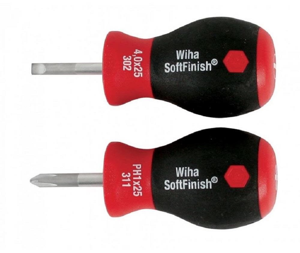 SoftFinish Stubby Slotted & Phillips Screwdriver Set 2 Piece 31190