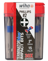 TerminatorBlue Phillips #2 1/4-in x 2-in Phillips Impact Driver Bit (15-Piece) 70242