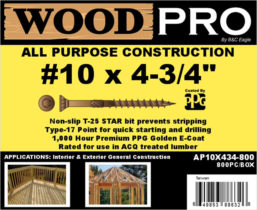 (800) #10 x 4-3/4 In. All Purpose Wood Screws AP10X434-800