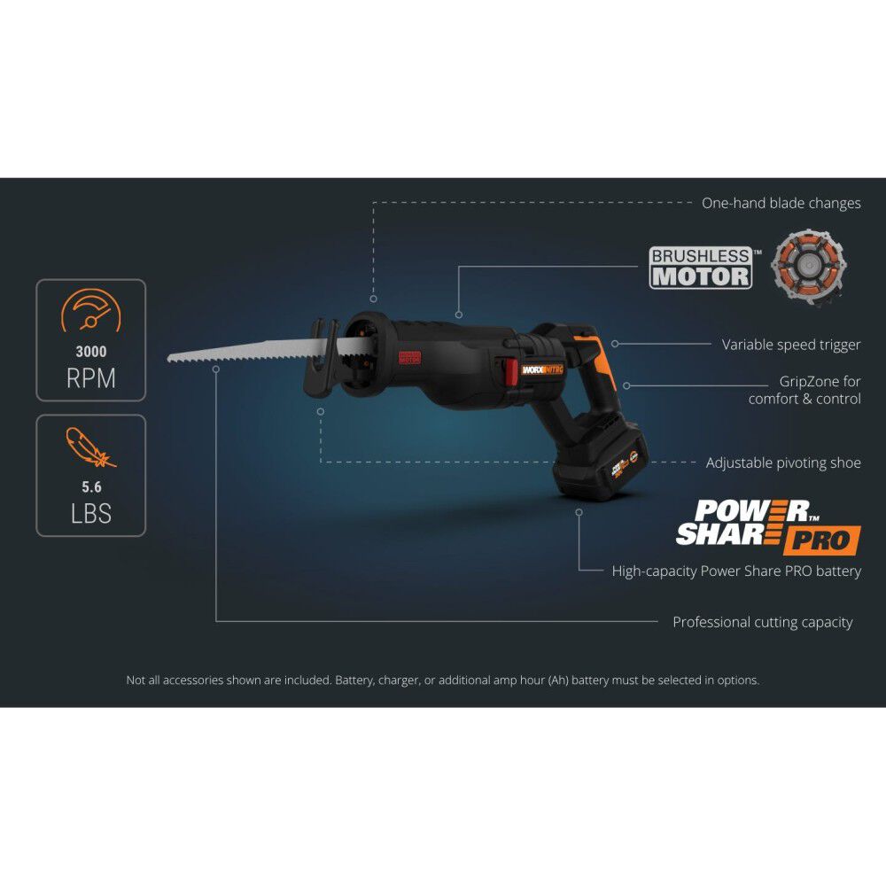 20V 2Ah Cordless Reciprocating Saw WX516L