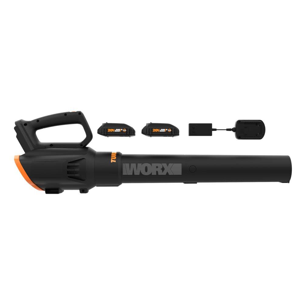 20V Power Share Turbine Cordless Two Speed Leaf Blower (2 Batteries) WG547.1