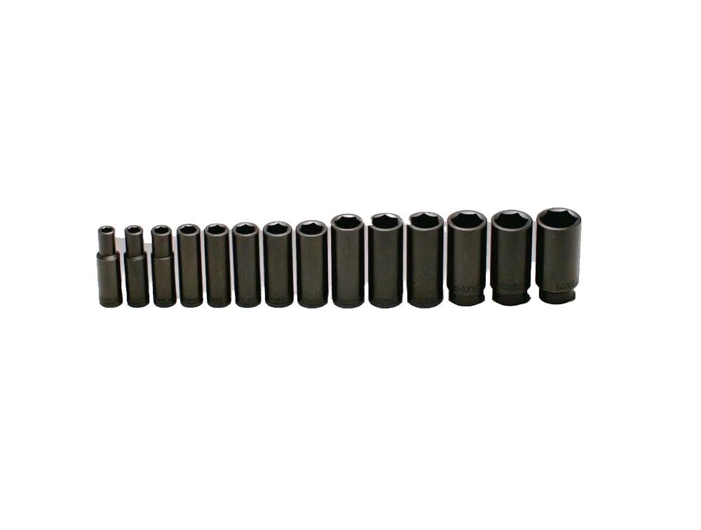 1/2 In. Dr. 14 pc. 6 Pt. Deep Impact Socket Set 3/8 In. to 1-1/4 In. 407