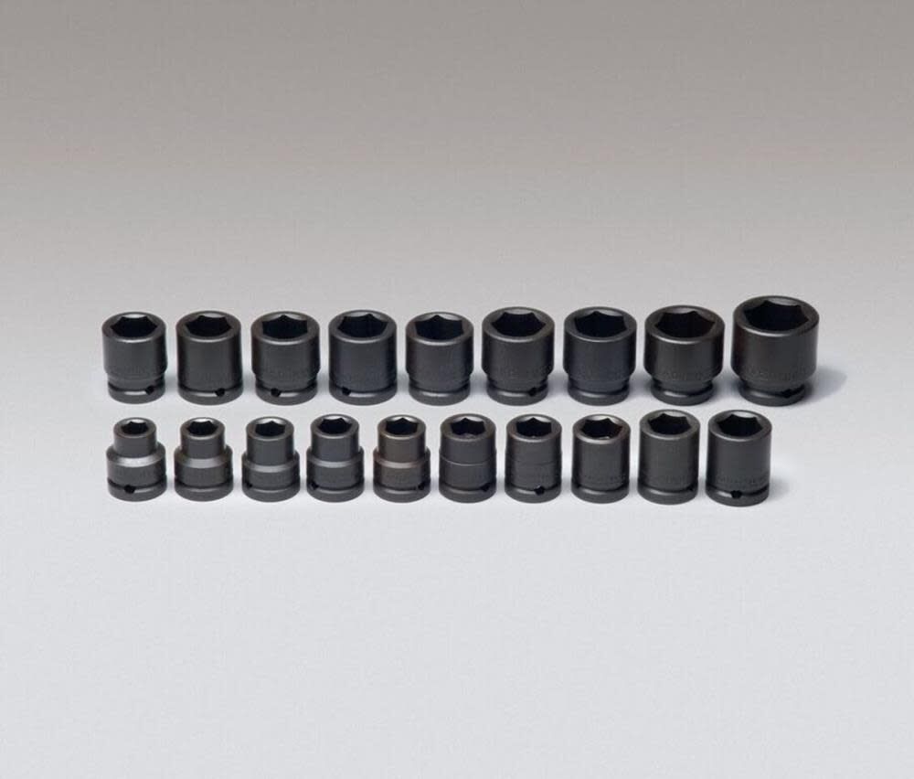 3/4 In. Dr 19 pc. 6 Pt Std Metric Impact Socket Set 655