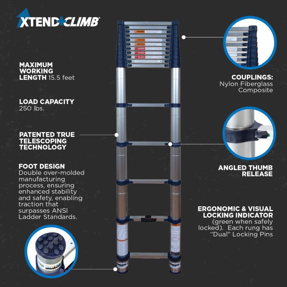 Pro Series 15.5' Telescoping Ladder 785P+